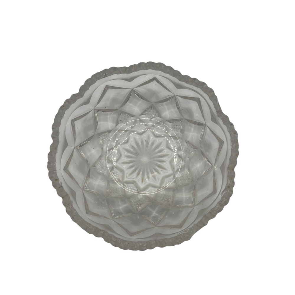 Clear Pressed Glass Candy Dish Bowl with‎ Scalloped Edge Vintage Decor